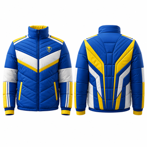 Veste d'hiver pour homme MEGAMAPLE, écologique, style varsity, avec capuche, fermeture éclair, col montant, 100% polyester. - Product Image 1