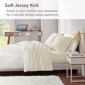 Set di Lenzuola in Jersey di Cotone Misto per Tutte le Stagioni, Misura Full - Include Federa - Product Image 6