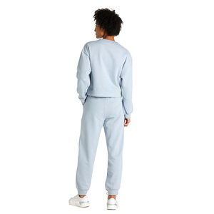 Ensemble de survêtement deux pièces pour femme, personnalisé, décontracté, hiver, respirant, 100% coton, coupe ajustée, avec haut court à capuche en polaire et taille élastique - Product Image 3