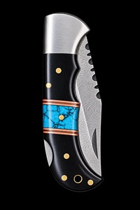 Couteau de chasse de poche artisanal en acier Damas à pointe clip, avec manche, lame droite de 8 pouces, qualité industrielle, vente en gros OEM - Product Image 3