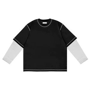 Men Double Sleeve T <b>Shirt</b> High Quality Cotton Blend Comfortable Crew Neck Long Sleeve Casual Clothing for Men Suitable for Daily - Product Image 3