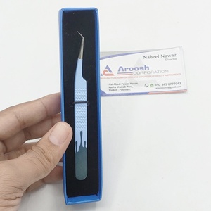 Venta al por mayor pinzas de extensión de pestañas de diamante de doble tono de 45 grados de acero inoxidable logotipo personalizado diseño puntiagudo - Product Image 1