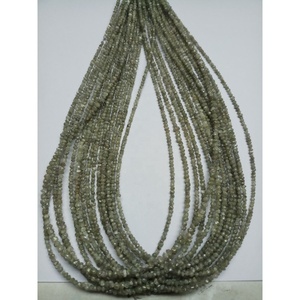 เส้นใยลูกปัดพลอยเม็ดหยาบแบบไม่เจียระไนเพชรธรรมชาติสีเทาสำหรับทำเครื่องประดับในราคาขายส่งจากผู้ผลิต3มม. ถึง5มม. - Product Image 1
