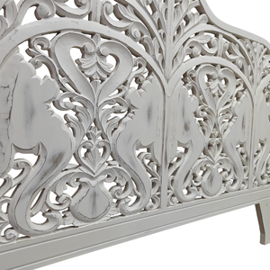 Cabecero de Cama Tallado a Mano con Diseño de Tronco de Elefante en Madera Blanca, Decoración Elegante y Estilosa para Cama - Product Image 6