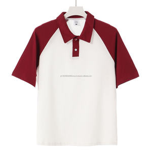 T-shirt homme en coton/polyester tricoté 200G, blocs de couleur raglan, tendance estivale, coupe ample décontractée, manches courtes, col rabattu, séchage rapide - Product Image 5