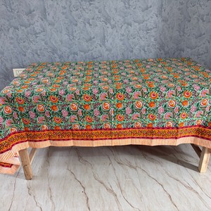 Floral Printed Cotton <b>Tablecloth</b> Indian Block Print Woven Cotton <b>Tablecloth</b> Customizable Waterproof Eco-Friendly Modern Durable - Product Image 1