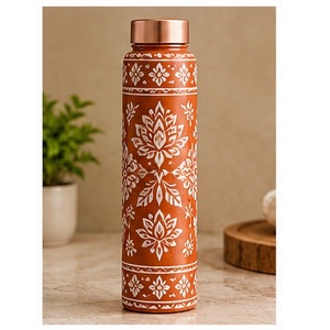 Botella de Agua Metálica con Diseño de Palmeras Bohemias y Tapa de Cobre, Portátil para Viajes - Product Image 2