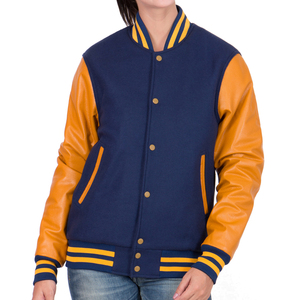 Women's Wool Varsity <b>Jackets</b> with <b>Leather</b> Sleeve Custom Embroidery Patches Baseball Letter Women Quilted Sports Wear <b>Jacket</b> - Product Image 1