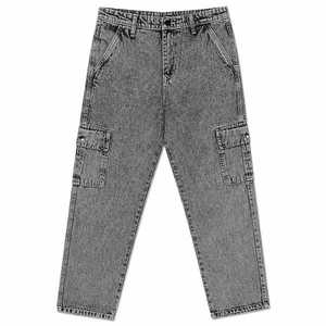 Pantalon cargo en jean personnalisé pour homme, style hip-hop, coupe droite, délavé, couleur unie, automne, OEM ODM - Product Image 1