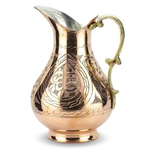 Pichet en cuivre artisanal - Design contemporain, écologique, contenant de boisson de 1000 ml pour l'eau potable, usage domestique et cuisine - Product Image 2