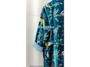 Bata de terciopelo de lujo para casa, bata kimono de terciopelo y algodón, albornoz, bata de boda, albornoz de invierno para dama de honor, color Aquatel - Product Image 2