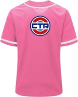 Kaos Jersey Baseball Pink Berbahan Mesh, Kancing Depan, Seragam Tim, Logo Custom
