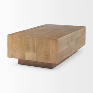 Table basse carrée en bois de manguier massif, finition naturelle, faite à la main, écologique et durable, pour salon ou bureau à domicile - Product Image 4