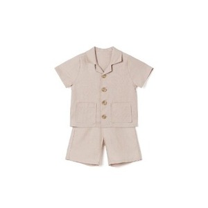 Ensemble de vêtements décontractés de style coréen OZKIZ pour garçons de 2 à 6 ans, motif uni, mode estivale, vente en gros - Product Image 1