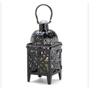 Farol Colgante Marroquí de Metal con Acabado Antiguo para Decoración de Bodas, Farol Decorativo con Vidrio de Colores para Decoración del Hogar - Product Image 2