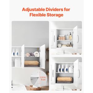 Armadio Minimalista a 2 Ripiani da Parete per Lavanderia, Organizzatore a 3 Ante con Kit Ripiani Regolabili - Product Image 4