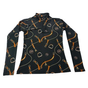 Haut de base respirant en textile pour l'équitation, design personnalisé, avec fermeture éclair, vêtement de performance équestre - Product Image 1