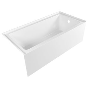 Vasca da bagno contemporanea in acrilico da incasso 60x30 pollici con scarico a destra e foro di troppopieno, grande, per alcova 60x30 pollici - Product Image 1