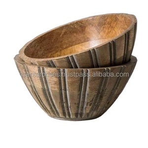 Luxury Modern Eco-Friendly Round Acacia Wood Polished Bowl Set Mixing Salad Bowls for Soup <b>Mini</b> Size Best Price Food Buyers Dogs - Product Image 5
