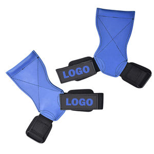 Protège-poignets en cuir bleu personnalisés pour la gymnastique, antidérapants, ajustables et respirants pour la musculation - Product Image 1