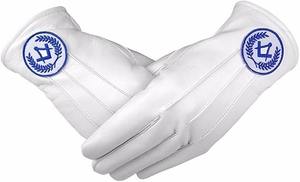 Gants de cérémonie maçonniques 100% coton, compas carré et G - Bleu 100% SATISFACTION CLIENTE - Product Image 2