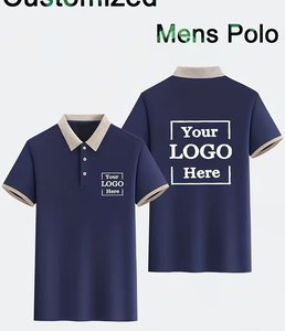 Men's Navy Solid Knitted Cotton for Shirt Short Sleeve Custom Logo Print Breathable Casual Wear - Product Image 1