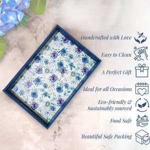 Bandejas de Servir de Madera de Mango Más Eficaces, con Recubrimiento de Color Azul y Adhesivo Esmaltado, para Cocina y Comedor, Multiusos - Product Image 4