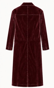 Abrigo Largo Borgoña para Mujer, Manga Larga, Cierre de Botones - Product Image 6