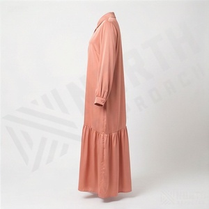 Abaya simple en gros pour femmes, vêtements islamiques modestes, longueur au sol, manches longues, polyester, écologique, approvisionnement en vrac - Product Image 3