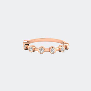 Anillo Minimalista con Diamantes Cultivados en Laboratorio de 0.45CTW, Chapado en Oro de 14k, Engaste Redondo en Barra, Certificado - Product Image 3