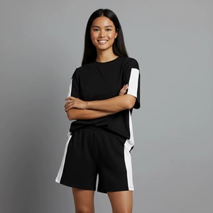 Ensemble deux pièces court formel pour femme en dentelle imprimée sur mesure, 100 % coton, impression en relief, été, décontracté, vente en gros - Product Image 5