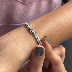 Pulsera de tenis de moissanita con corte radiante cuadrado, pulsera de boda, pulsera de lujo con diamantes de corte radiante, regalo para la futura novia - Product Image 4