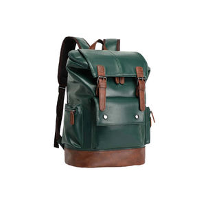 Durable Genuine Leather Panelled Zipper Waterproof Large Capacity Travel <b>Backpack</b> for Unisex Hiking & Camping - Product Image 1