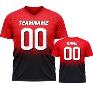 เสื้อฟุตบอลแบบสวมคอวี ระบายอากาศได้ดี ผลิตจากโพลีเอสเตอร์  รับผลิตตามแบบ  พร้อมบริการ OEM ODM จำหน่ายส่งจำนวนมาก - Product Image 1