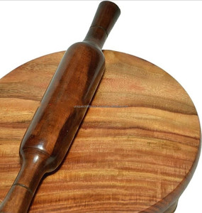Premium Acacia Wood Chakla Belan Set Handcrafted Round <b>Rolling</b> Board and <b>Pin</b> for Roti Chapati Kitchen and Dining Essentials - Product Image 6