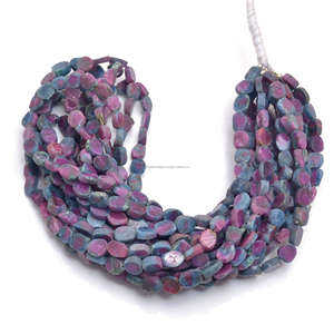 Natural <b>Ruby</b> Zoisite Smooth Slice Shape 8 Inches 6.5x6.5 TO 10x13 mm Gemstone Beads Strand For Making Jewelry <b>Bracelet</b> Necklace - Product Image 1