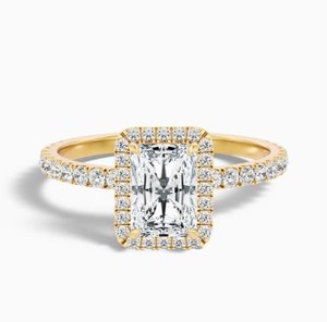 Radiant Cut Moissanite Engagement <b>Ring</b> 925 Sterling Silver 14K Gold Plated <b>Dainty</b> Hidden Halo Promise Wedding Party <b>Ring</b> - Product Image 4