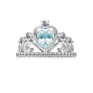 Anillo de Plata de Ley 925 con gema Natural, corona de Topacio Azul, princesa reina, joyería bonita para mujer, <span class=keywords><strong>2022</strong></span> - Product Image 2