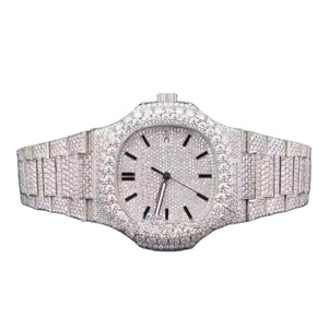 Montre de luxe personnalisée Hip Hop classique, montre de plongée numérique, quartz, bracelet en acier inoxydable, forme unique, cadran en moissanite bicolore rose - Product Image 2