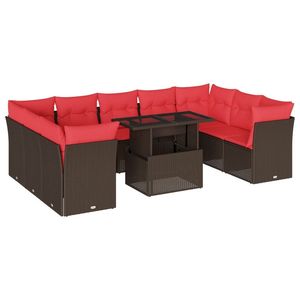 Set divano Patio in 10 pezzi marrone in Poly Rattan con cuscini mobili da esterno resistenti - Product Image 2