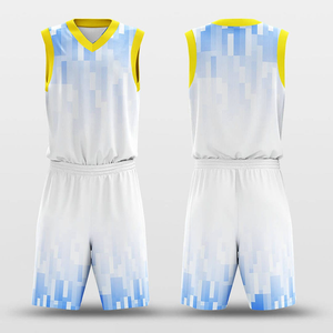 Uniformes de basket-ball sublimés personnalisés, nom de l'équipe, 10 blancs, bleus, jaunes, col en V, sans manches, unisexe, adulte, toutes saisons, coupe athlétique - Product Image 4