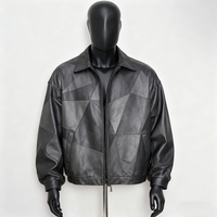 Veste pour homme en cuir PU rouge d'hiver, logo personnalisé OEM, motif géométrique écologique, réversible, épaisse, avec fermeture éclair, 400g