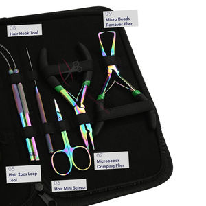 Premium Rainbow Hair Extension Technician Toolkit with Nano ring Removal Pliers Bead Closing Tool Hair Divider Ring Styling Clip - Product Image 4