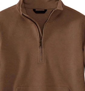 Custom Dark Brown Quarter <b>Zip</b> Fleece Pullover Sweatshirt Heavyweight Kangaroo Pocket Stand Collar Plain Oversized Athletic - Product Image 4