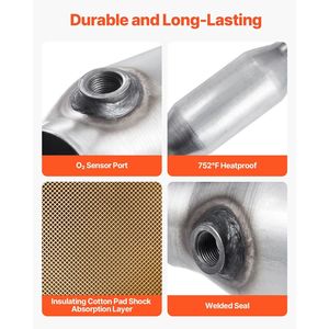 Convertitore Catalitico Universale a 2 Pezzi ad Alto Flusso per Auto, Ingresso/Uscita da 2,5 Pollici, Sostituzione Diretta con Porta O2 - Product Image 5