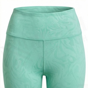 High Waist Full Length Women's <b>Leggings</b> Solid Mint Green Knitted Spandex Nylon Stretch All Seasons - Product Image 4