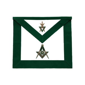 Tablier de diacre senior de luxe AMD en velours blanc et vert, broderie machine, régalia traditionnel de loge maçonnique, tablier de diacre senior AMD - Product Image 1