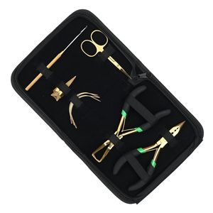 Hair Extension <b>Tools</b> <b>Kit</b> Parting Finger Curved Sewing Needle <b>Mini</b> Scissor Pulling Hook <b>Tool</b> Microbeads Crimping Remover Plier - Product Image 1