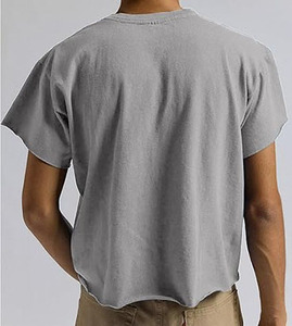 เสื้อยืดทรงบ็อกซี่ผู้ชาย รุ่นใหม่ ผ้าฝ้าย 100% ป้องกันขนร่วง แขนสั้น สไตล์ทางการและสตรีท ระบายอากาศดี ดีไซน์ไหล่ตก - Product Image 2