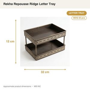 Handmade 32 cm Brass <b>Letter</b> <b>Tray</b> Antique Raised Rekha Repousse Ridge for Home Decor Hotels and Weddings - Product Image 4